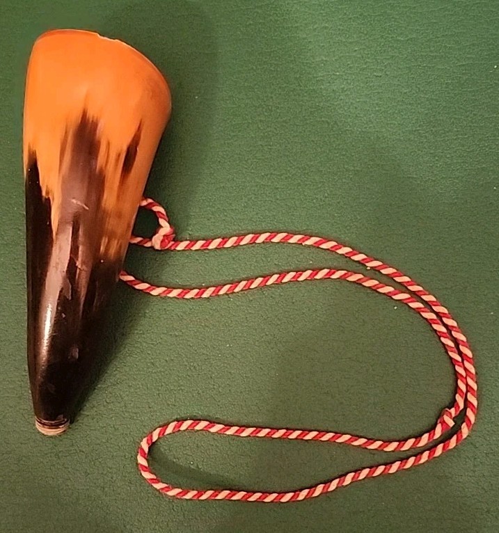 Vintage Black Powder Horn Flask Muzzleloading Hunting, No End Caps