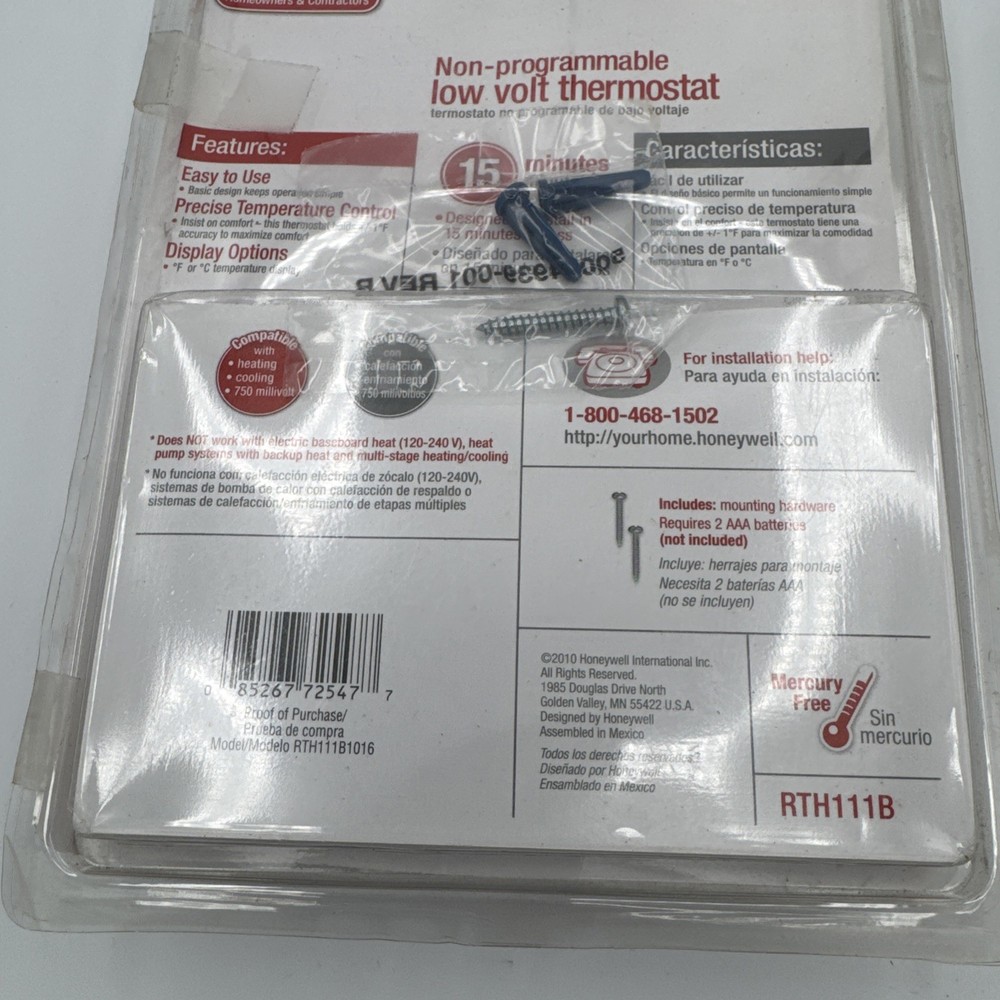 Honeywell RTH111B1016 non-Programmable Electronic digital Thermostat RTH111B