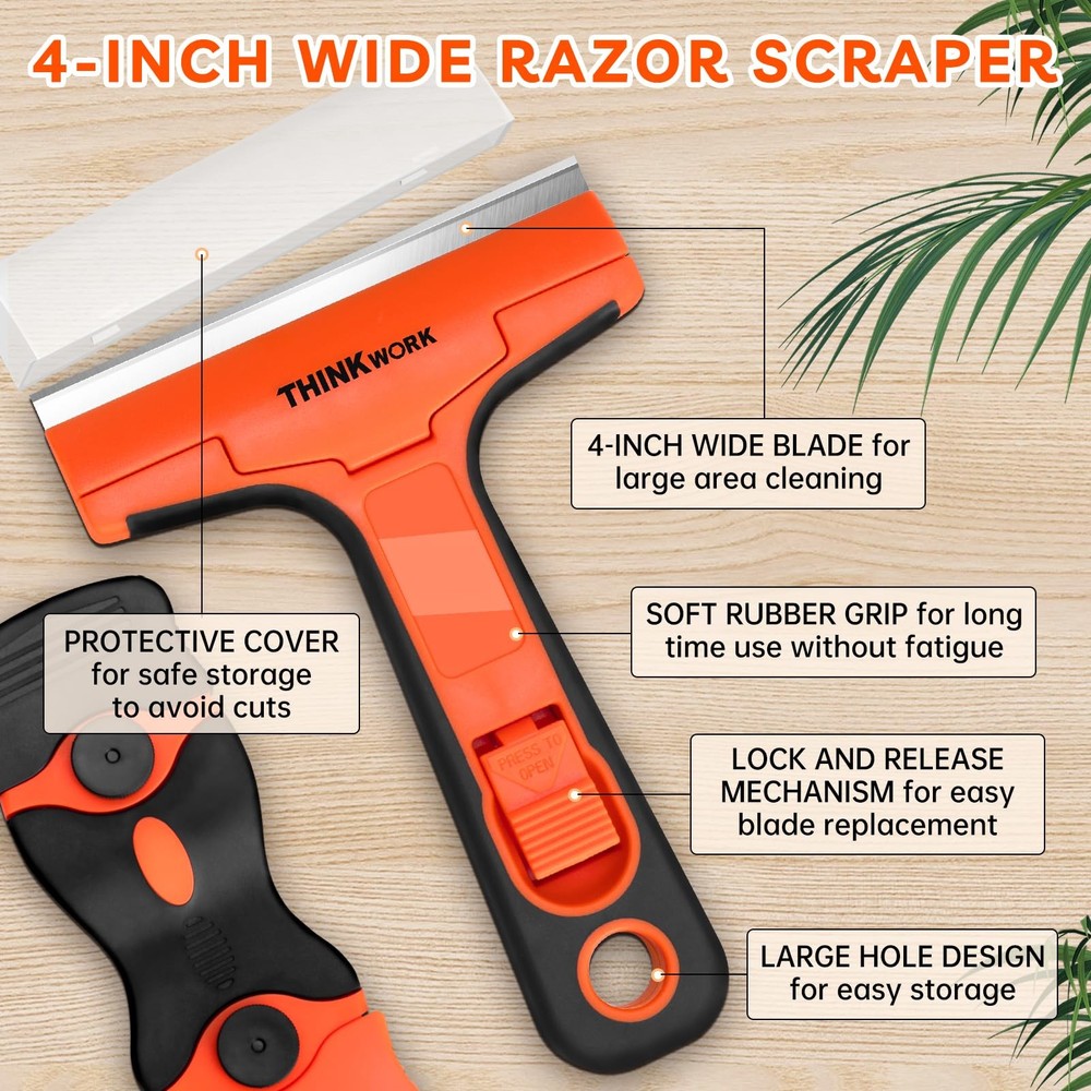 Razor Blade Scraper, 2 Pack 2 Pack+40Pcs, Scraper Tool Set