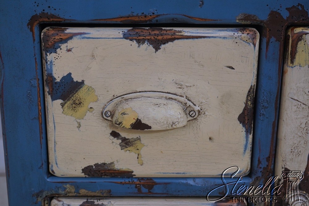 LF63660EC: Distressed Painted Finish Bookcase Desk Cabinet