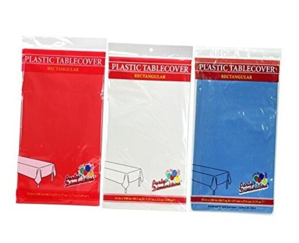 54" x 108" Rectangular Tablecovers/Tablecloths - Bundle of 6 - Red, White &