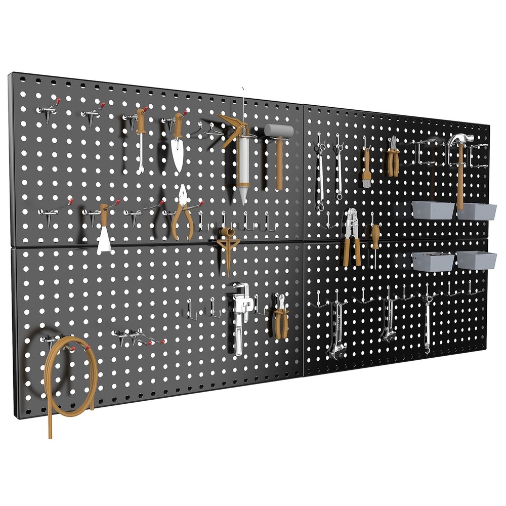 4x2ft Metal Pegboard Kit for Tools Storage, Black Pegboard Wall Organizer wit...
