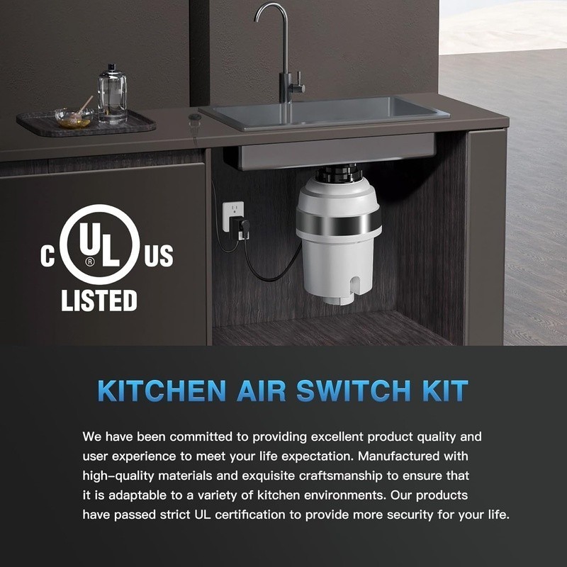 Garbage Disposal Air Switch Kit UL Certified Compatible Easy Install Waterproof