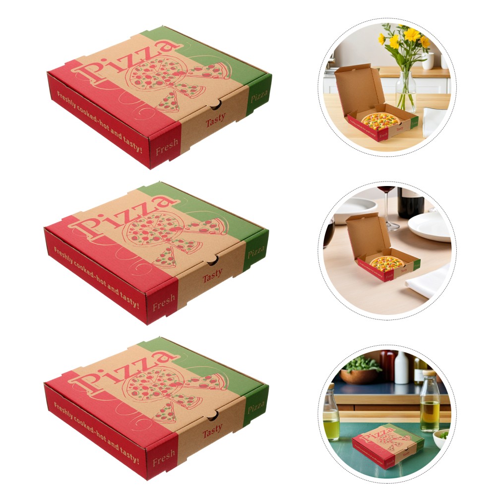 5 Pcs Pizza Packaging Box Folding Container Fodable Containers Case