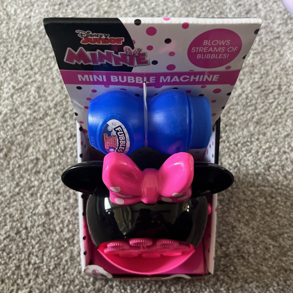 Disney Junior Minnie Mouse Pink Bubble Machine Bubble Blower with 2 oz Bubbles