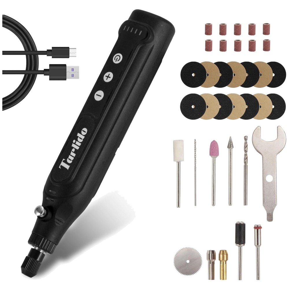 Low Vibration Cordless Rotary Tool - Complete 31 Piece Kit for Precision Crafts