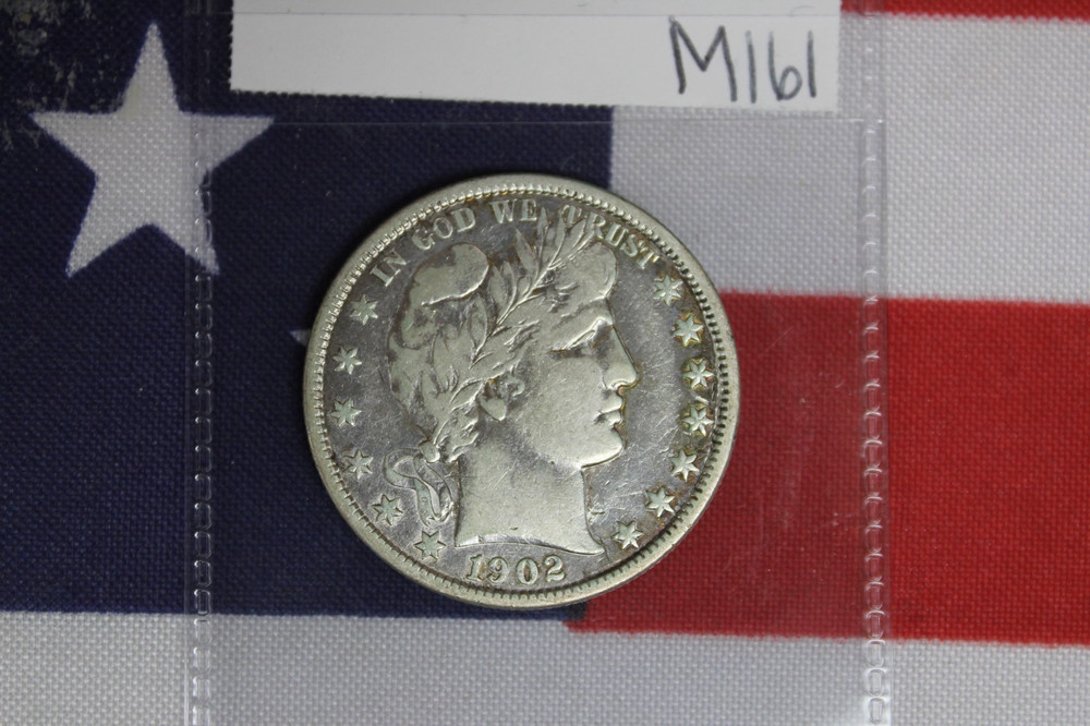 1902 Silver Barber Half Dollar - Cleaned - Very Fine Condition (M161)