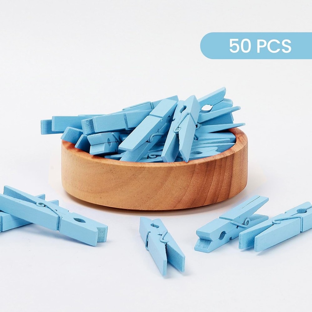 Colored Wooden Clothespins Decorative 2.9 Inch 50 Pack