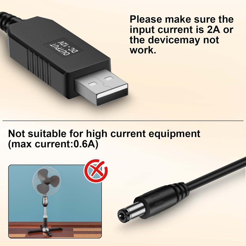 3ft USB Voltage Step-Up Converter - Perfect for Bluetooth Speakers and More