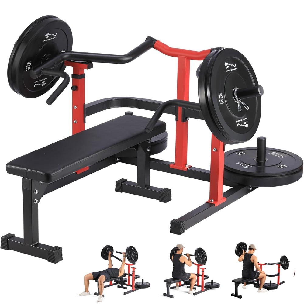 🔝Chest Press Machine with Adjustable Flat Bench & Smooth Bearings,Workout Machi