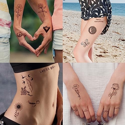 100 Sheets Realistic Temporary Tattoos, 240+ Pcs Black Realistic - 100 Sheets