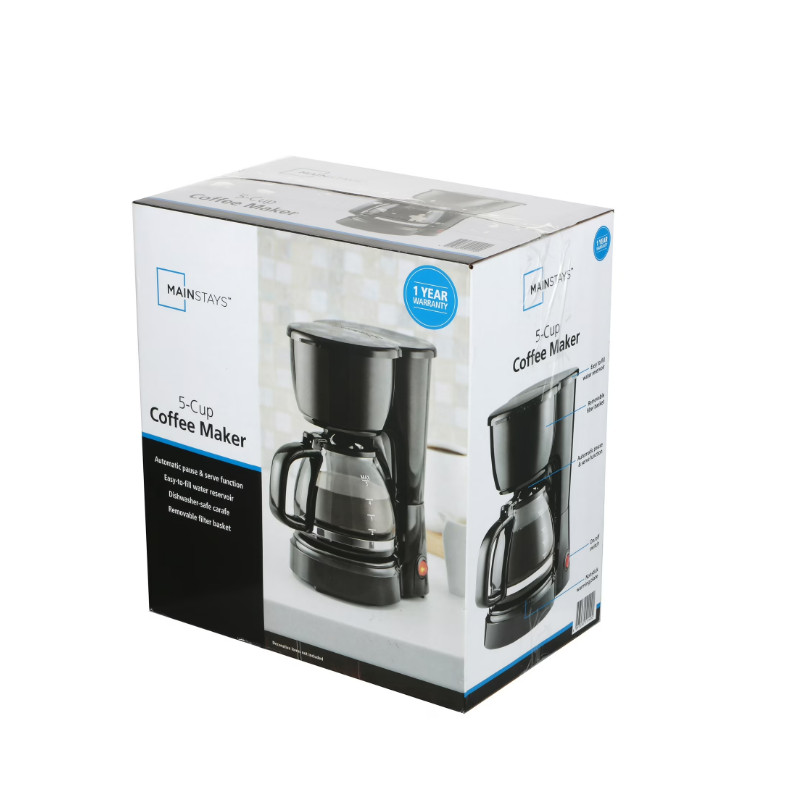 Mainstays 5 Cup Black Coffee Maker - Black