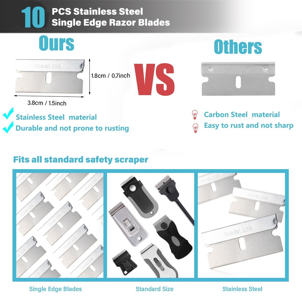 Razor Blade Scraper Tool with Blade Storage Container, Glass Cooktop Stove Sc...