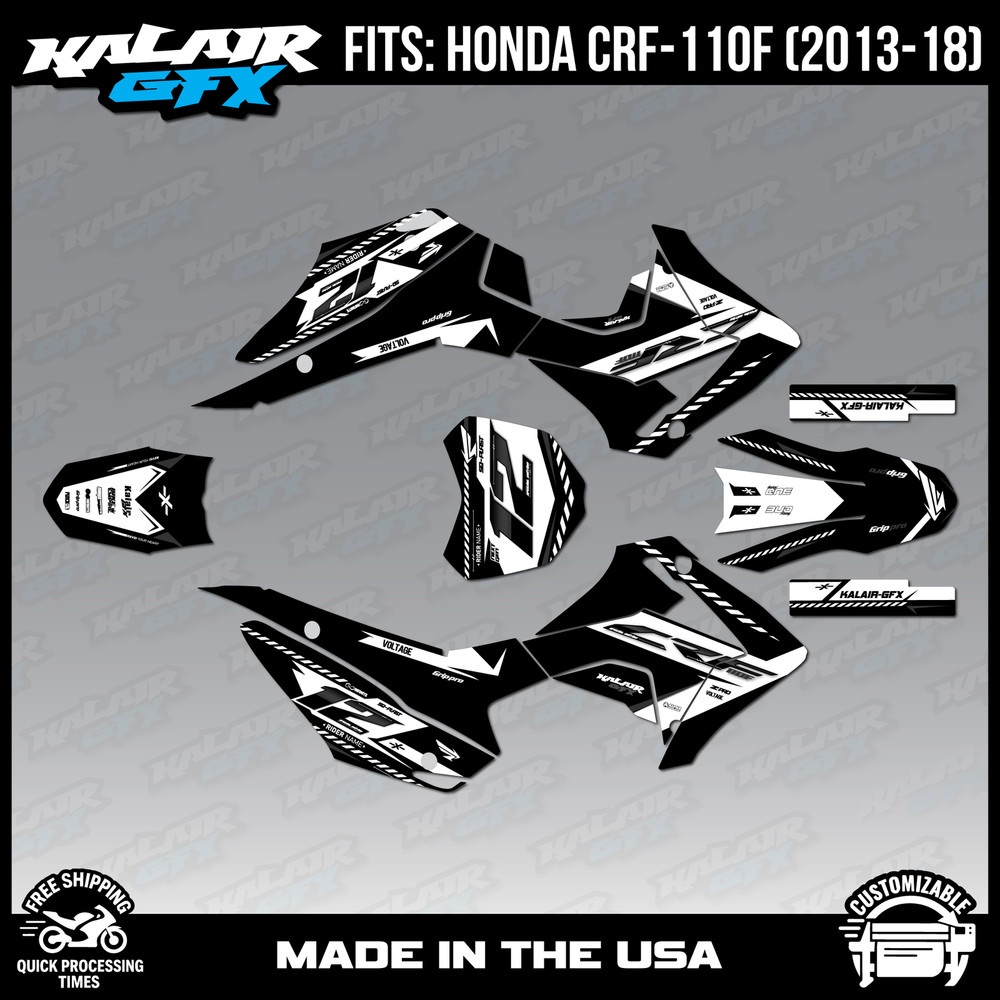 Graphics Kit for Honda CRF110 CRF 110 (2013-2018) Lethal Series - White