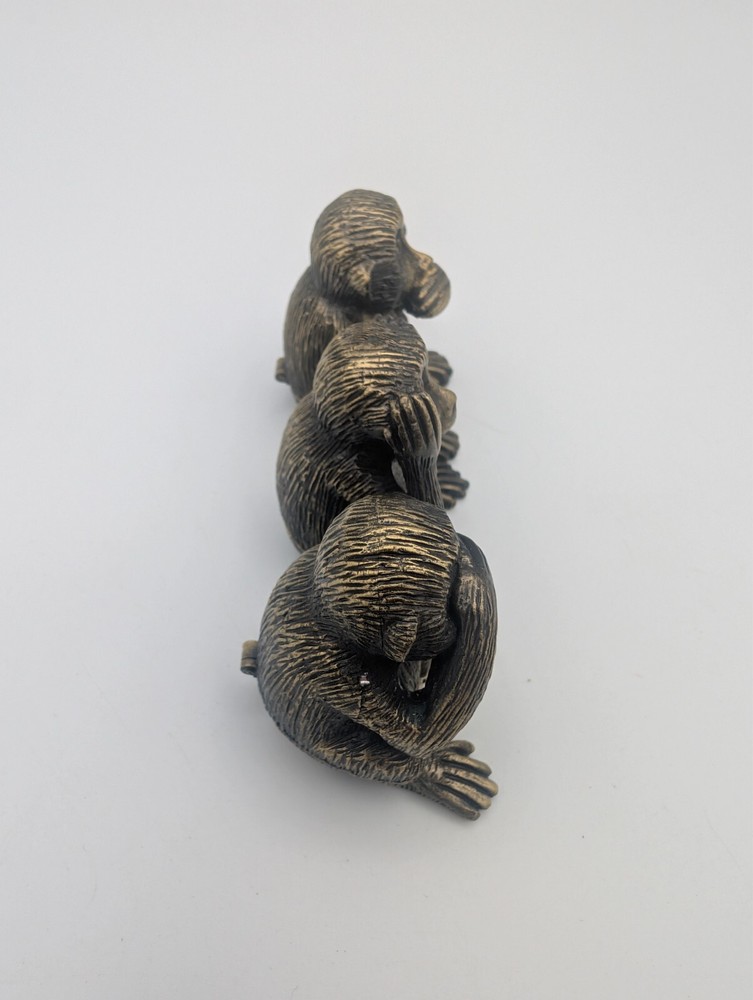 Impulse Bronzetone Metal Keepsake Box Three Monkeys