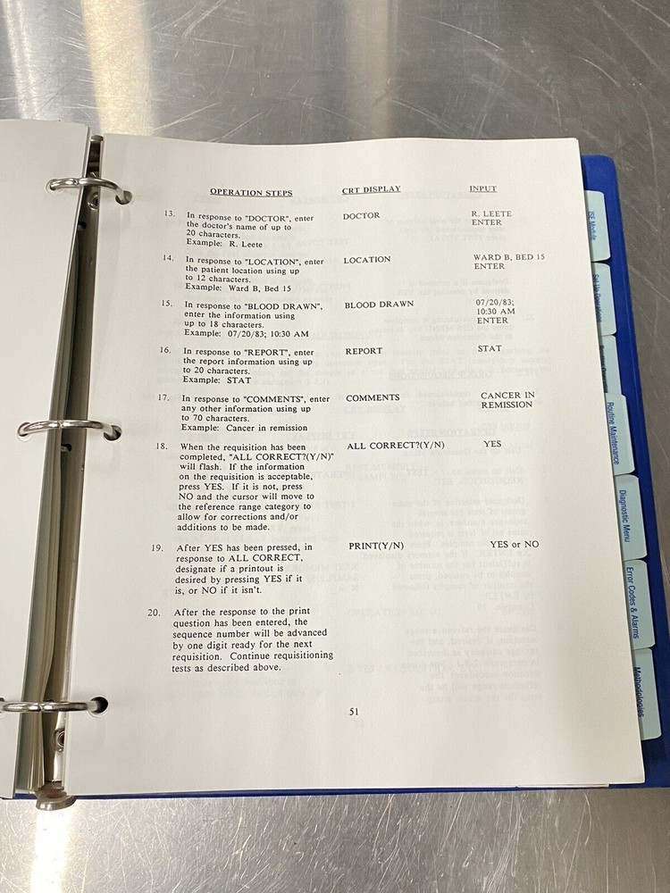 Olympus Demand Blood Chemistry Analyzer - Users Guide / Instructions Manual