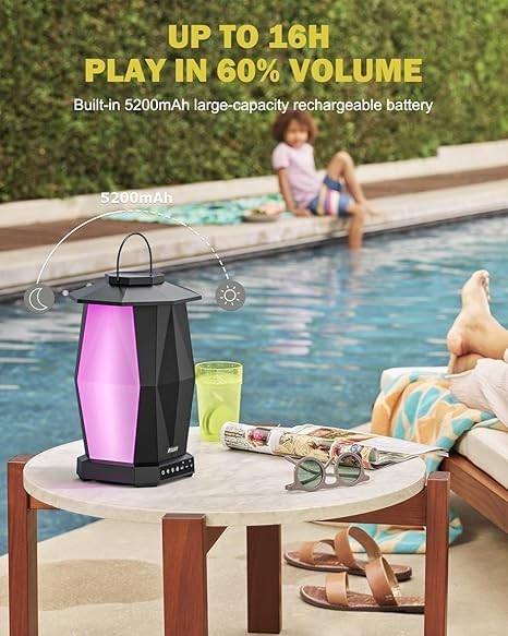 Outdoor Speaker, Bluetooth Wireless Speaker with Lights, Sync up to 100