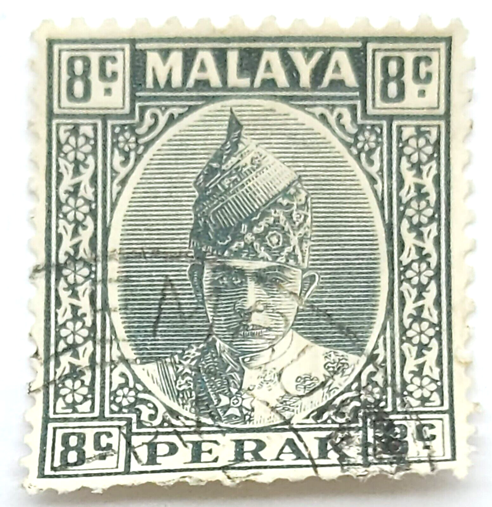 Malaya Perak 1939 Sultan Iskandar 8c Grey Used