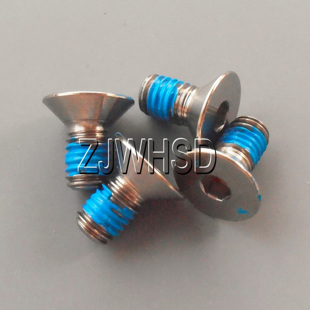 4pcs M5 x 10 Ti Titanium Screw Bolt Allen hex Socket Flat head with ThreadLocker