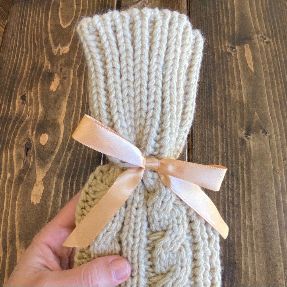Hand Knit Cable Wine Cozie