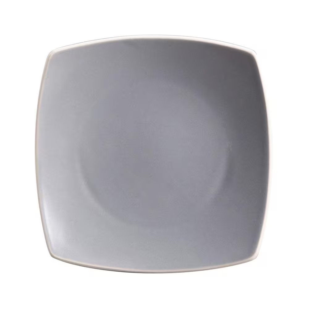 Soho Lounge 16-Piece Grey Matte Soft Square Stoneware Dinnerware Set