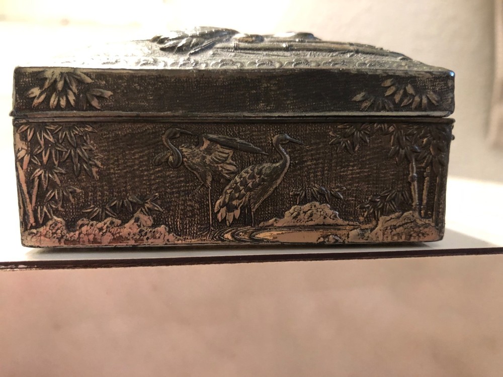 antique japanese silver plated box