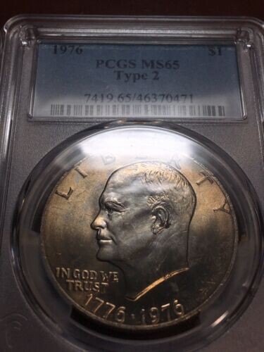🔥1976-P Eisenhower Dollar Type 2 PCGS MS65 Toned Beauty🔥