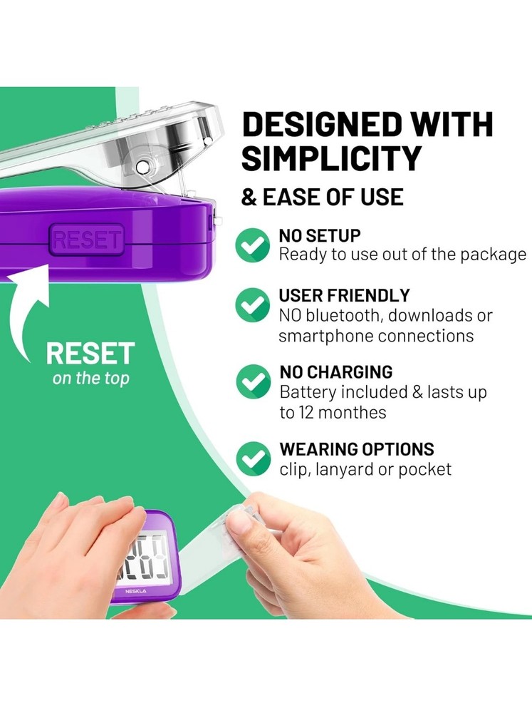 3D Pedometer for Walking, Simple Step Counter Large Digital Display,Step Tracker