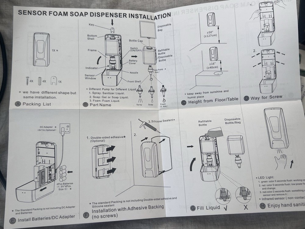 Automatic Hand Sanitizer Dispenser Wall Mount & Floor Stand Touchless Refill