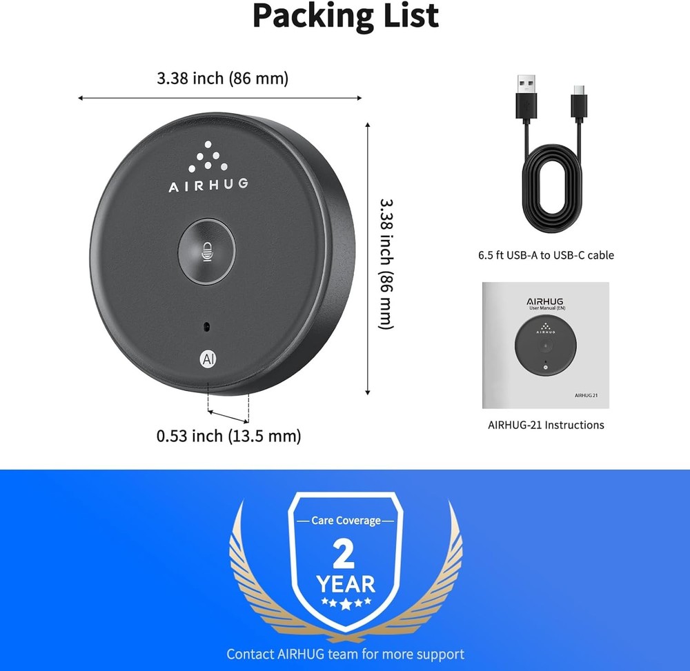 AIRHUG USB Microphone No Speaker,Desktop Computer Mic, Mute Button with LED Indi