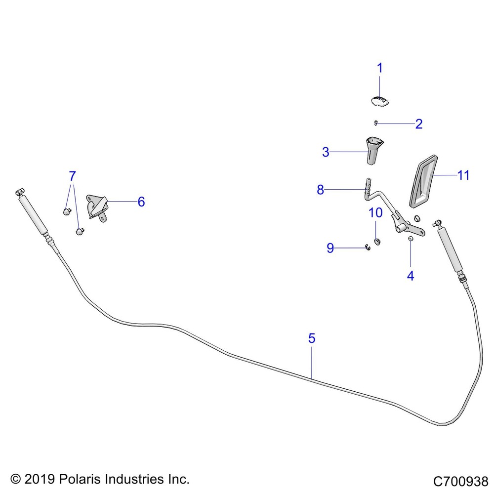 Polaris Shift Cable, Crew, for RANGER Models, Genuine OEM - 7082475