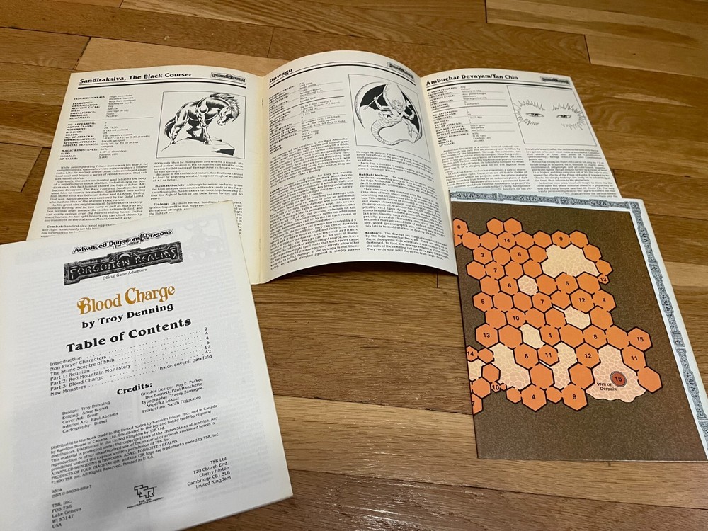 Advanced Dungeons & Dragons Blood Charge w/map Forgotten Realms Original