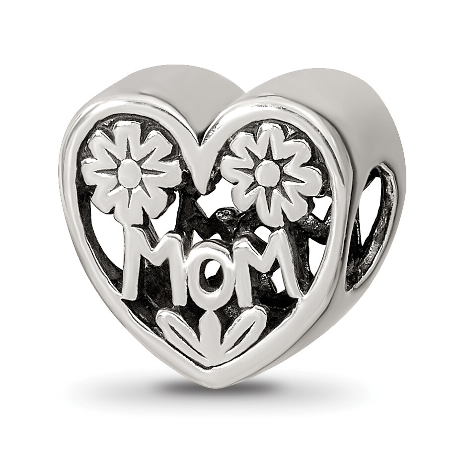 Silver Reflections Mom Heart Bead QRS2450
