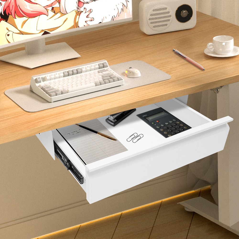 Under Desk Mounted Sliding Pull-out Drawer Storage Organizer for Workstation