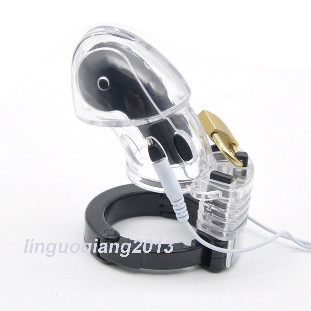 Electro Male Chastity Device Adjustable Cuff E-stim Ring Locking Belt Cage