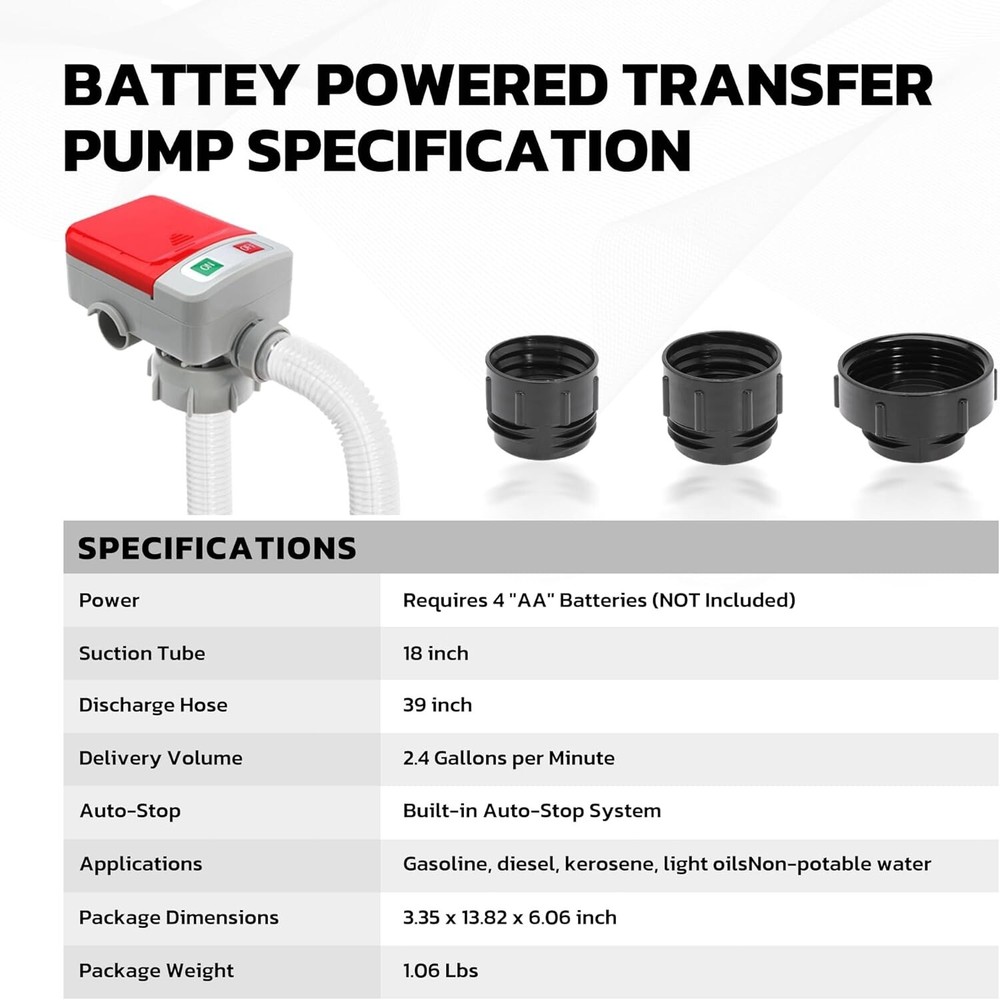 Automatic Fuel Transfer Pump Gas Pump With Flow Control & Stop Powerful 2.9 GPM