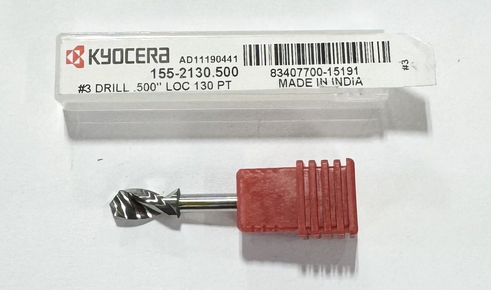 Kyocera #3 Solid Carbide Circuit Board Drill 130 Degree Point