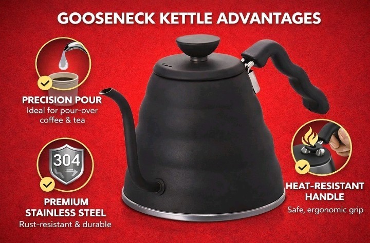 V60 "Buono" Gooseneck Drip Kettle, 1200ml, Matte Black