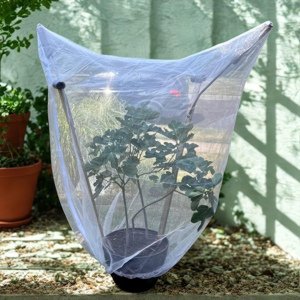 4 Pcs Fruit Tree Netting with Zipper & Drawstring, 4ft x 4ft Insect & Bird Ne...