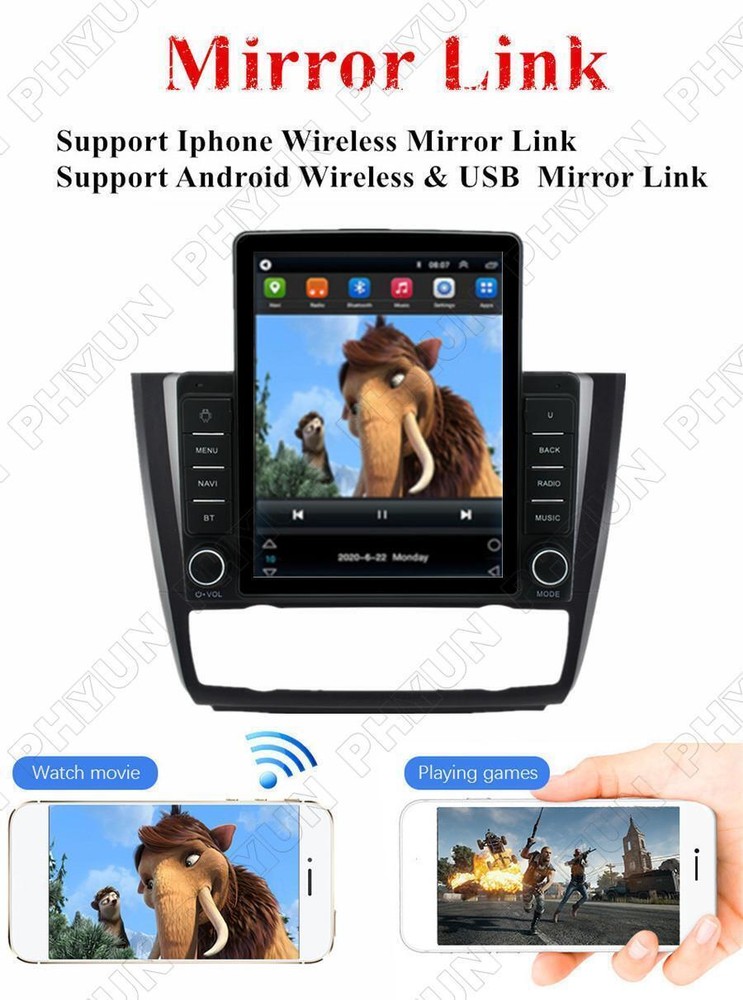 9.5'' Vertical For Android 10.1 1+16GB For BMW 1-Series E88 E82 E81 E87 2004-11