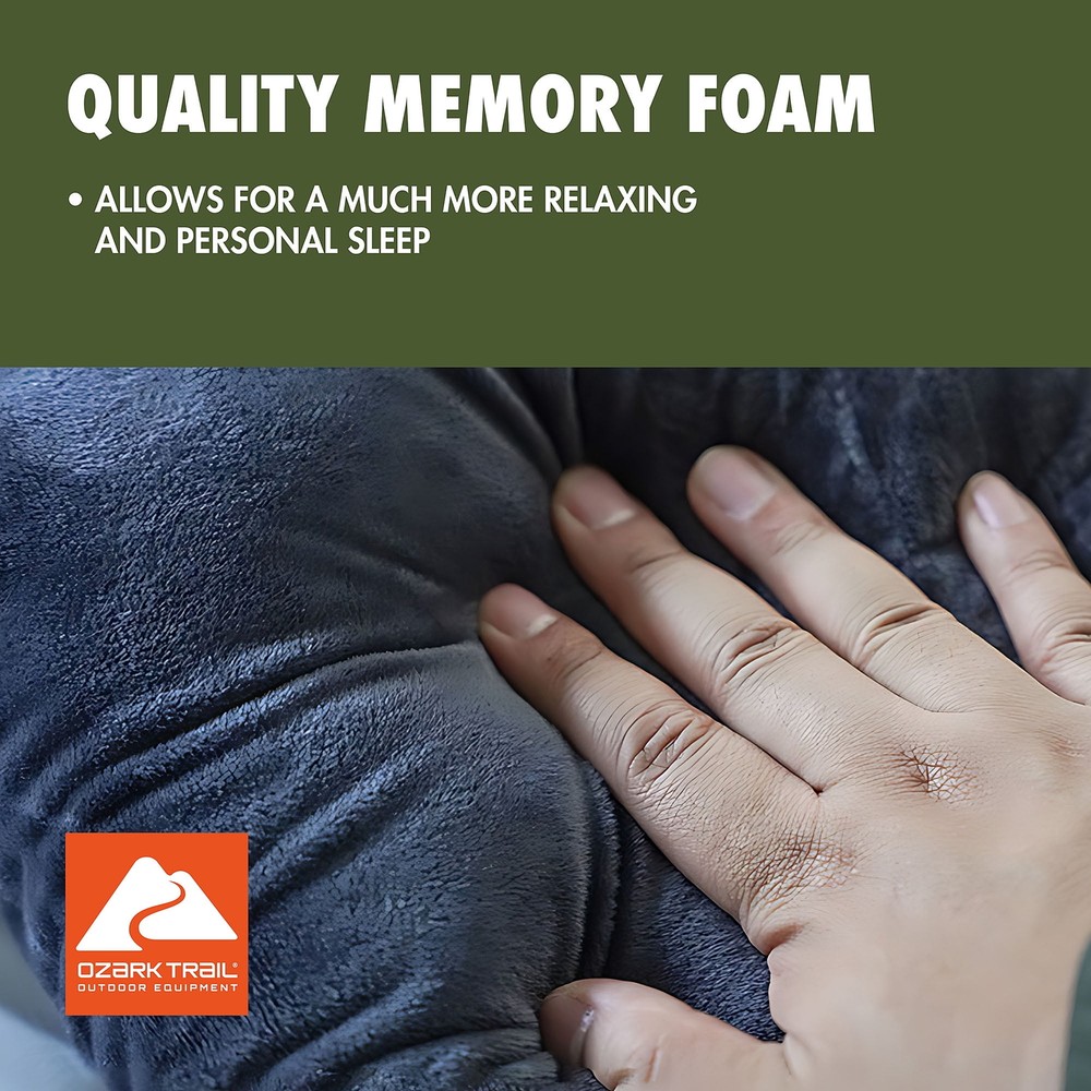 Practical,Minimalistic,Ozark Trail Memory Foam Camping Pillow, Adult, Grey