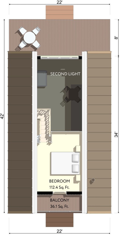 22'x42' Tiny House Plan 1 Bed, 1 Bath Architectural Build Plans PDF Download