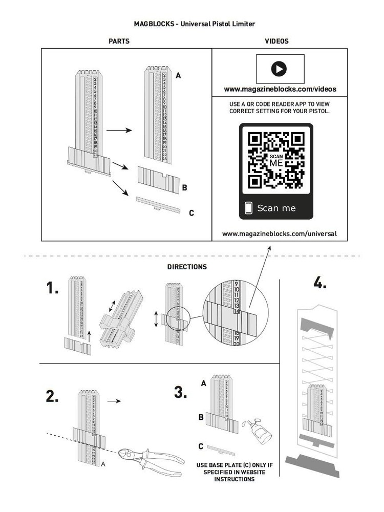 Universal Pistol Limiter 10 Round Magazine Block