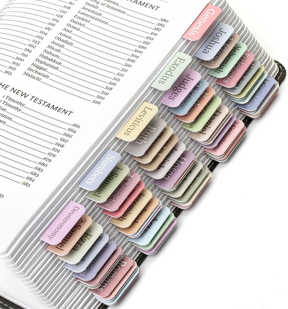 Bible Tabs 75pcs Laminated Minimal Morandi Index Tabs for Study Bible