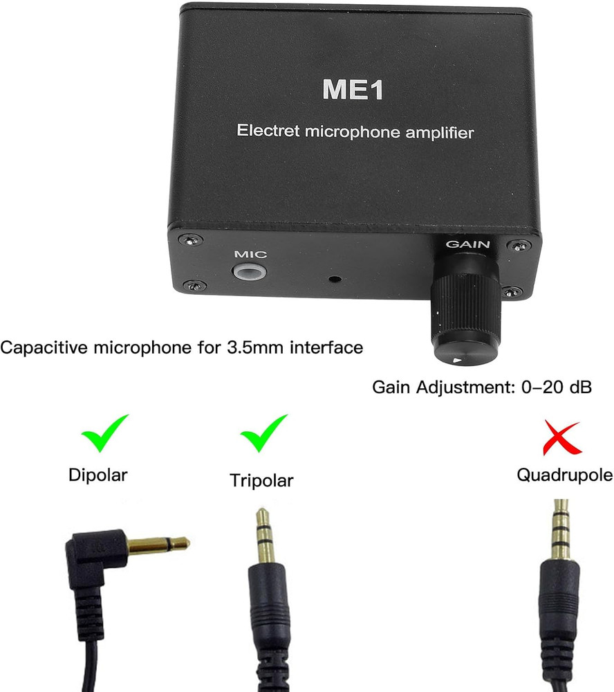 Adjustable Gain Electret Microphone Amp 3.5Mm Input Sound Preamplifier ME1 Built