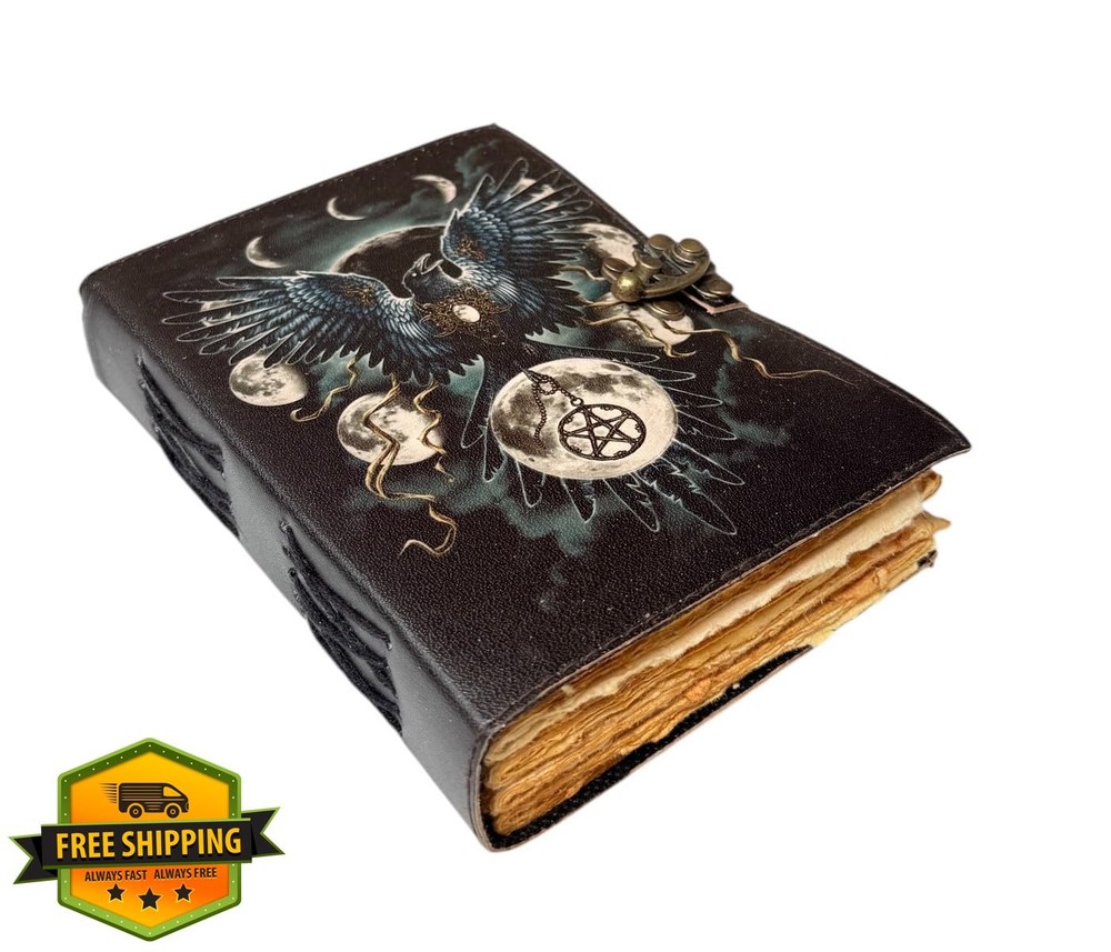 Spell Book of Shadows Journal, Lock Clasp Witchcraft Diary Phoenix