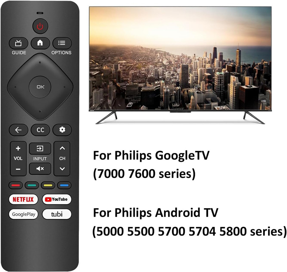 Remote Control Replacement for Philips Google/Android Smart TV, Universal and No