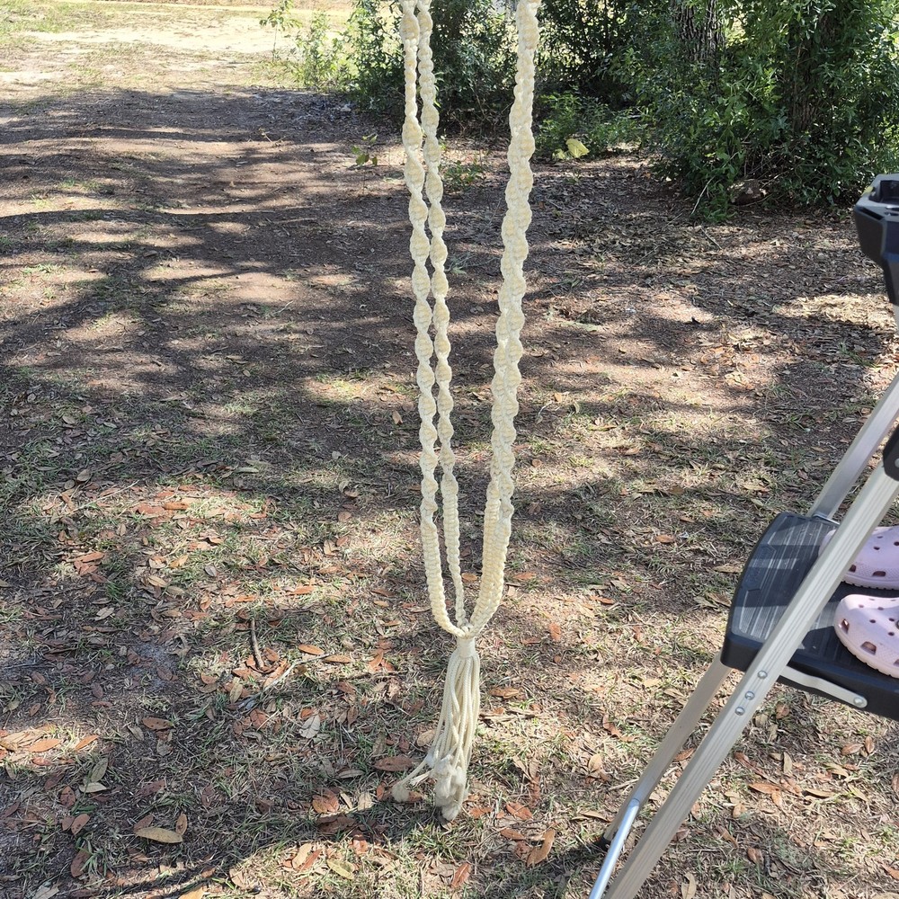 Vintage Handmade 8ft Hanging Macrame Plant Holder