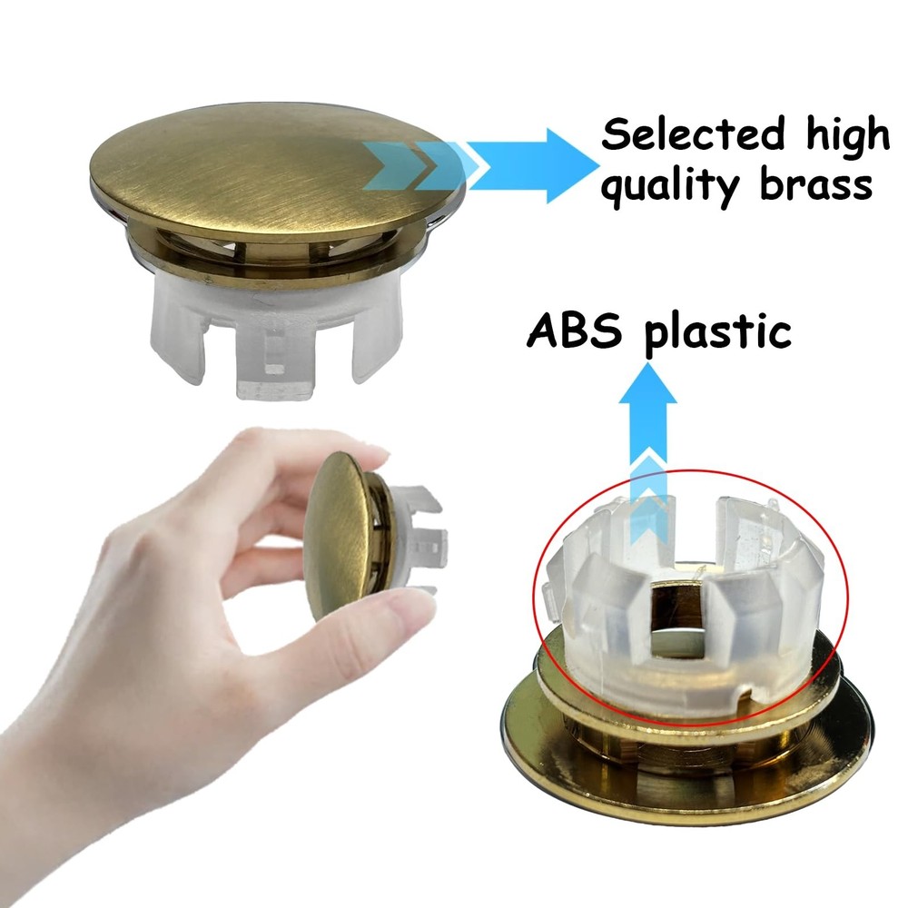 2 Pack Sink Overflow Cover Basin Trim Copper Bathroom Sink Rings,Bathroom Kit...