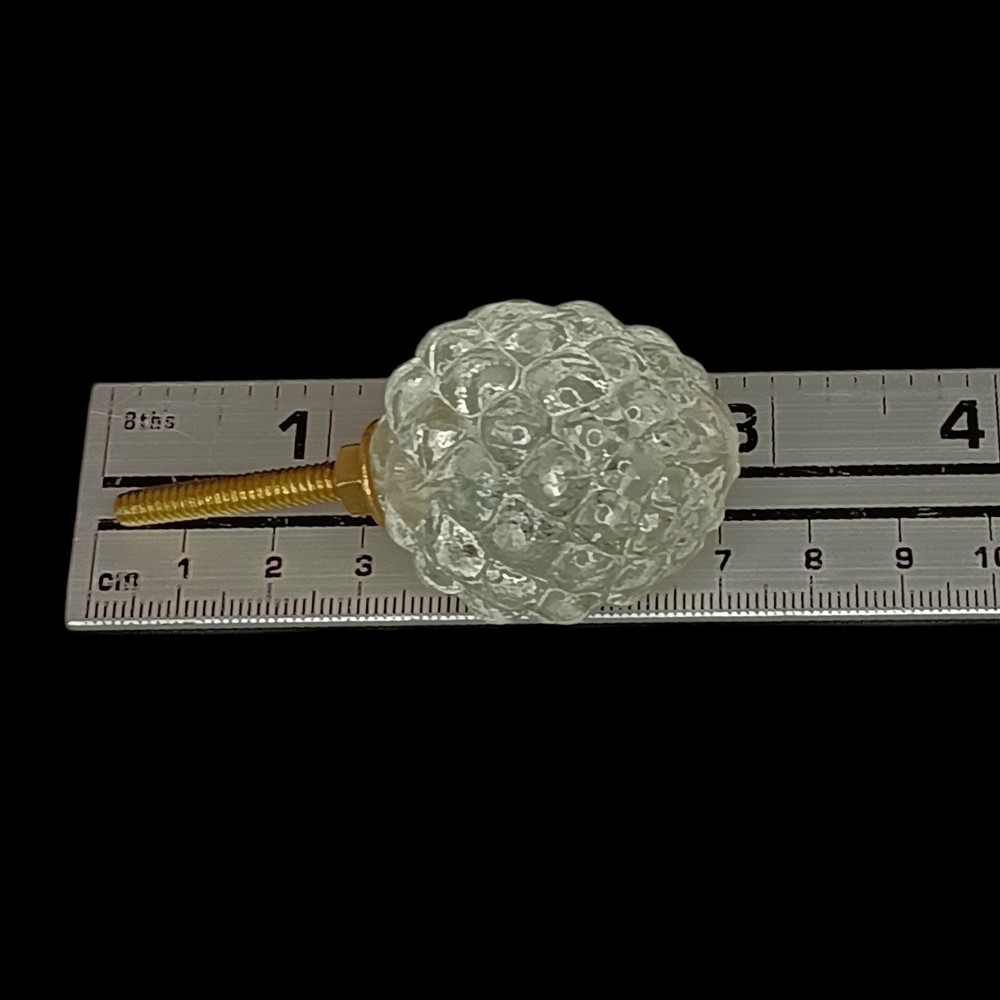 4 Clear Glass Oblong Egg Shaped Drawer Pulls Knobs Bumpy Round Texture 1"x1.75"